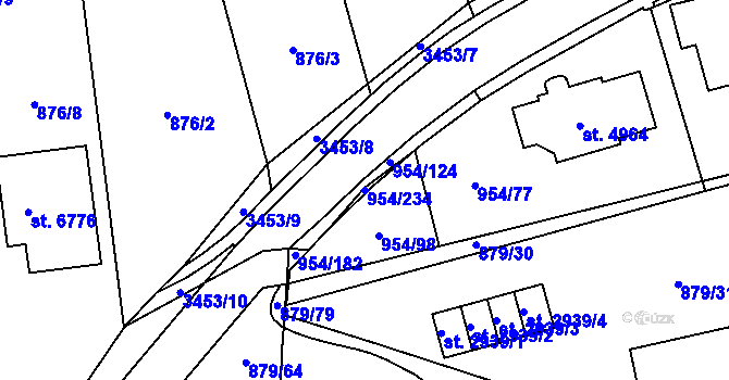 Parcela st. 954/234 v KÚ Klatovy, Katastrální mapa