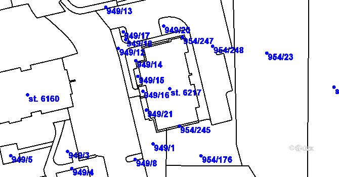 Parcela st. 6217 v KÚ Klatovy, Katastrální mapa