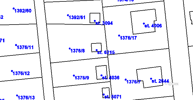 Parcela st. 6215 v KÚ Klatovy, Katastrální mapa