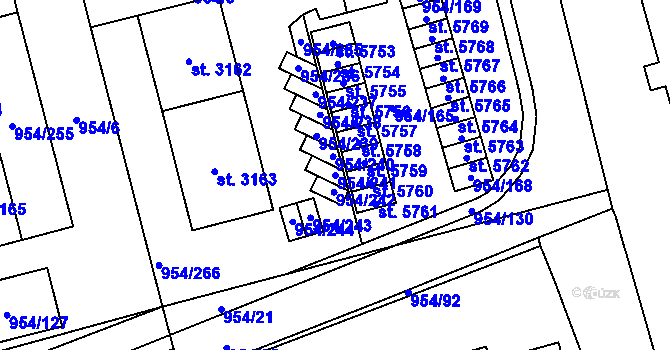 Parcela st. 954/241 v KÚ Klatovy, Katastrální mapa