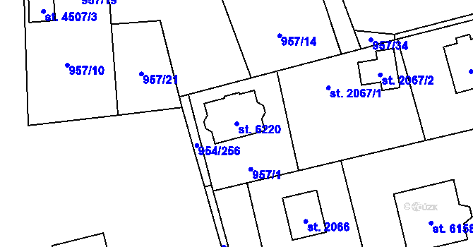 Parcela st. 6220 v KÚ Klatovy, Katastrální mapa