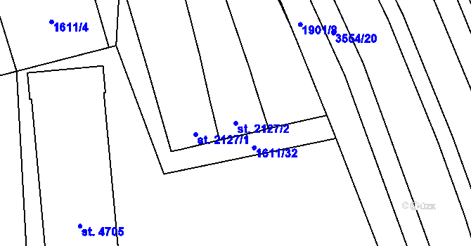 Parcela st. 2127/2 v KÚ Klatovy, Katastrální mapa
