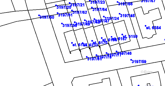 Parcela st. 6233 v KÚ Klatovy, Katastrální mapa