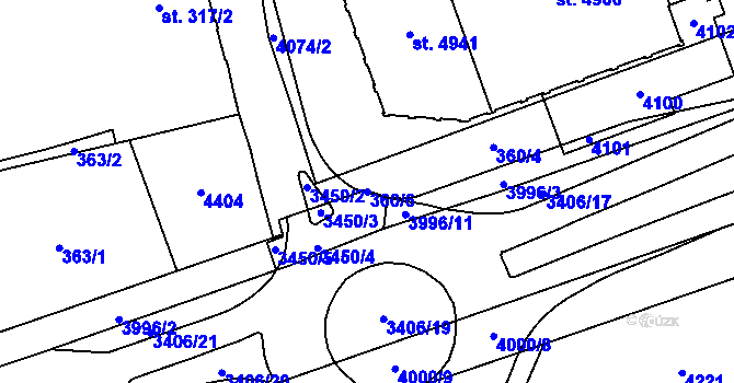 Parcela st. 360/6 v KÚ Klatovy, Katastrální mapa