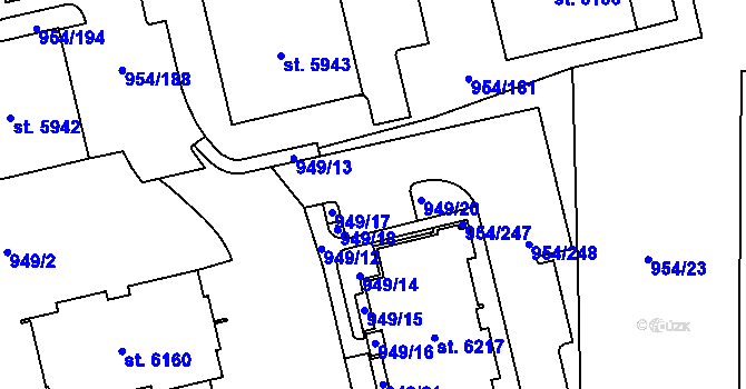 Parcela st. 949/11 v KÚ Klatovy, Katastrální mapa