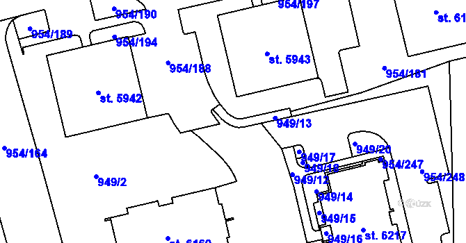 Parcela st. 954/250 v KÚ Klatovy, Katastrální mapa