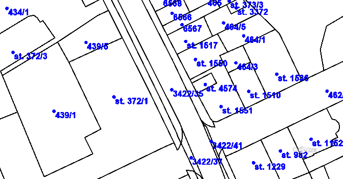 Parcela st. 3422/35 v KÚ Klatovy, Katastrální mapa