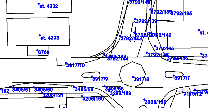 Parcela st. 3792/133 v KÚ Klatovy, Katastrální mapa