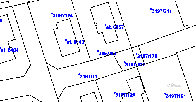 Parcela st. 3197/82 v KÚ Klatovy, Katastrální mapa