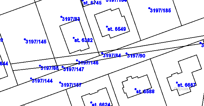 Parcela st. 3197/84 v KÚ Klatovy, Katastrální mapa