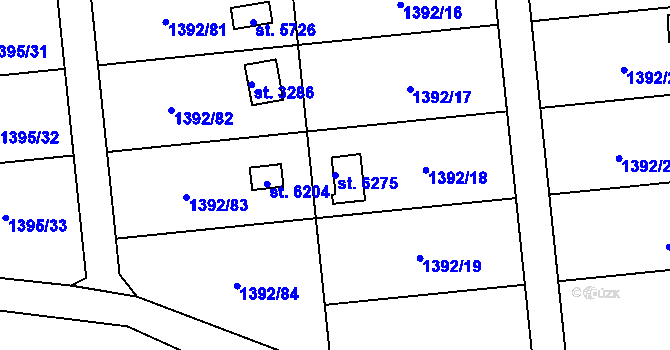 Parcela st. 6275 v KÚ Klatovy, Katastrální mapa