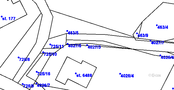 Parcela st. 4027/3 v KÚ Klatovy, Katastrální mapa