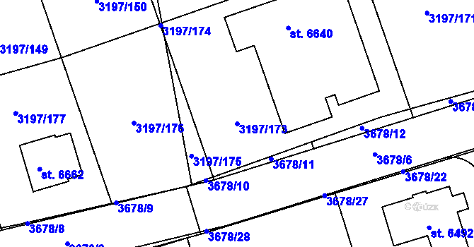 Parcela st. 3197/173 v KÚ Klatovy, Katastrální mapa