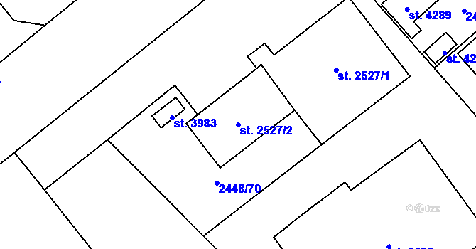Parcela st. 2527/2 v KÚ Klatovy, Katastrální mapa
