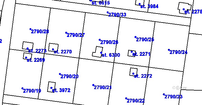 Parcela st. 6300 v KÚ Klatovy, Katastrální mapa