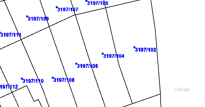 Parcela st. 3197/104 v KÚ Klatovy, Katastrální mapa