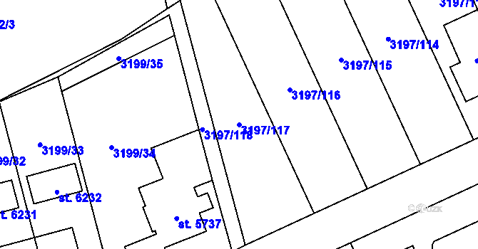 Parcela st. 3197/117 v KÚ Klatovy, Katastrální mapa