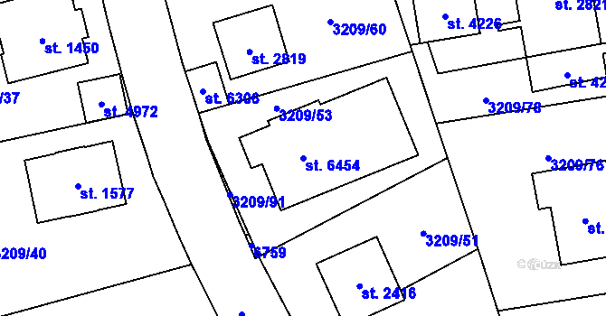 Parcela st. 6454 v KÚ Klatovy, Katastrální mapa