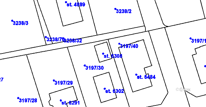 Parcela st. 6308 v KÚ Klatovy, Katastrální mapa