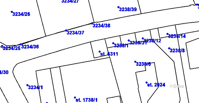 Parcela st. 6311 v KÚ Klatovy, Katastrální mapa
