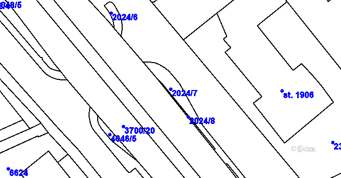 Parcela st. 2024/7 v KÚ Klatovy, Katastrální mapa