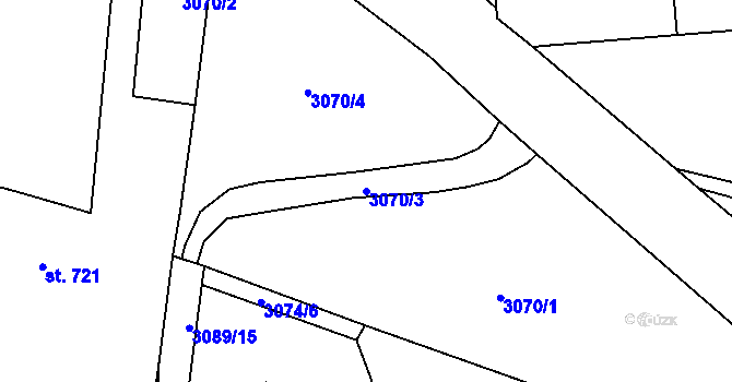 Parcela st. 3070/3 v KÚ Klatovy, Katastrální mapa