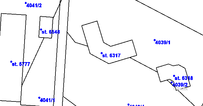 Parcela st. 6317 v KÚ Klatovy, Katastrální mapa