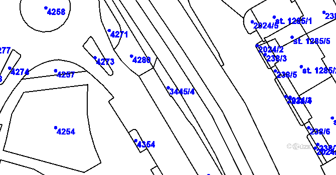 Parcela st. 3445/4 v KÚ Klatovy, Katastrální mapa