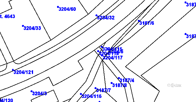Parcela st. 3204/118 v KÚ Klatovy, Katastrální mapa
