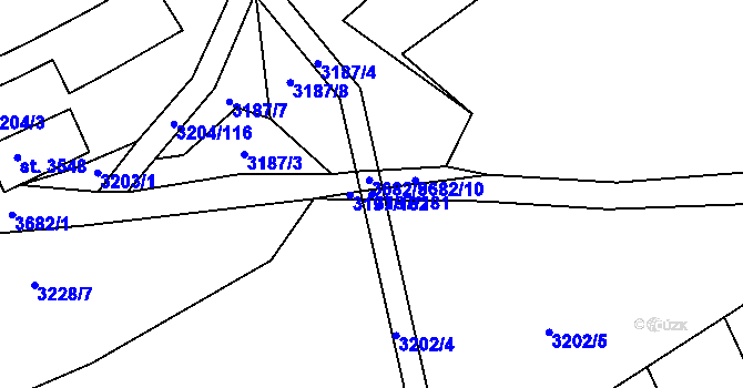 Parcela st. 3197/181 v KÚ Klatovy, Katastrální mapa