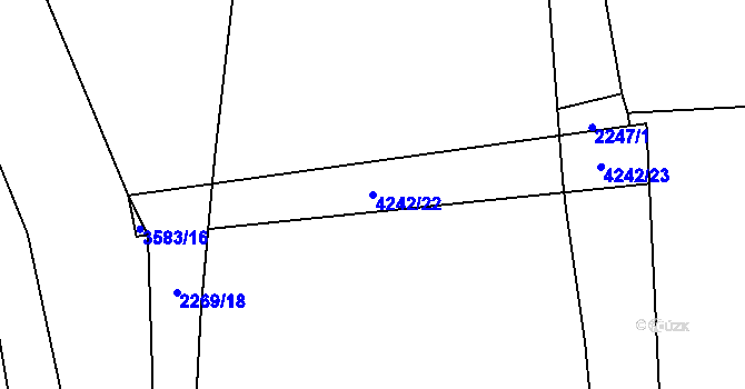 Parcela st. 4242/22 v KÚ Klatovy, Katastrální mapa