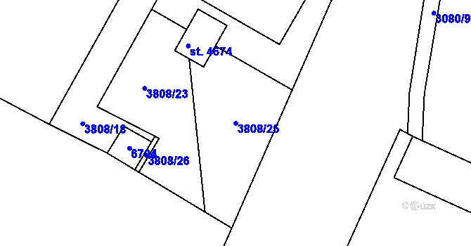 Parcela st. 3808/25 v KÚ Klatovy, Katastrální mapa