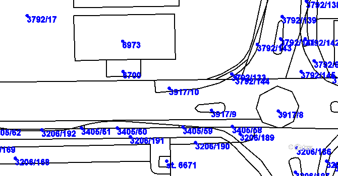 Parcela st. 3917/10 v KÚ Klatovy, Katastrální mapa