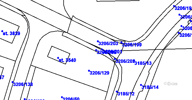 Parcela st. 3206/200 v KÚ Klatovy, Katastrální mapa