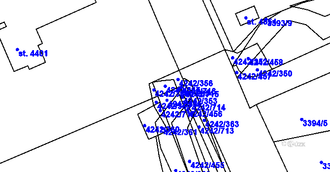 Parcela st. 4242/357 v KÚ Klatovy, Katastrální mapa
