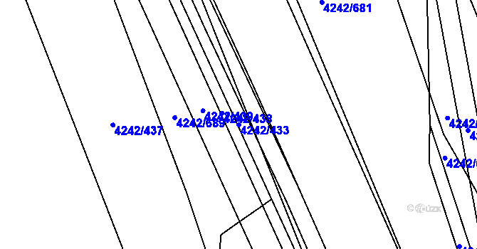 Parcela st. 4242/433 v KÚ Klatovy, Katastrální mapa