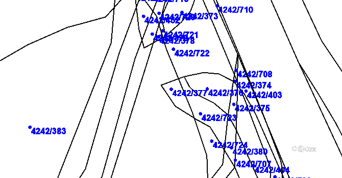 Parcela st. 4242/377 v KÚ Klatovy, Katastrální mapa