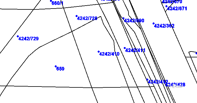 Parcela st. 4242/410 v KÚ Klatovy, Katastrální mapa