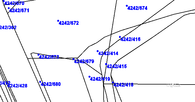 Parcela st. 4242/414 v KÚ Klatovy, Katastrální mapa