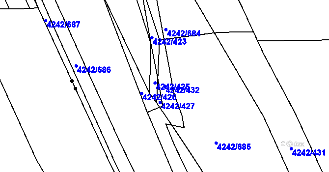 Parcela st. 4242/432 v KÚ Klatovy, Katastrální mapa