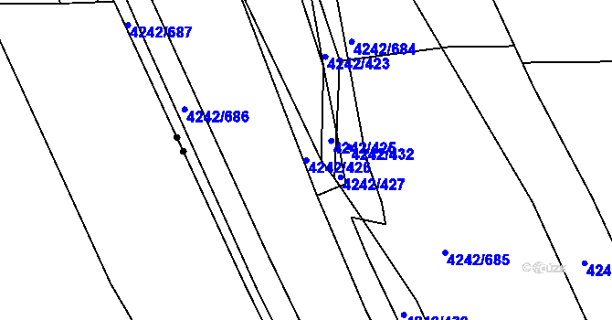 Parcela st. 4242/426 v KÚ Klatovy, Katastrální mapa
