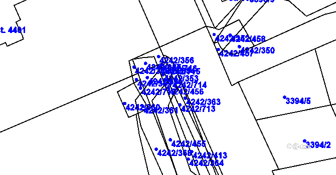 Parcela st. 4242/456 v KÚ Klatovy, Katastrální mapa