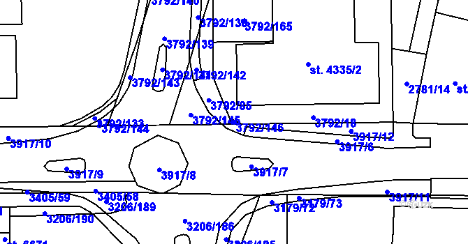 Parcela st. 3792/146 v KÚ Klatovy, Katastrální mapa