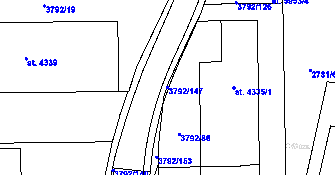 Parcela st. 3792/147 v KÚ Klatovy, Katastrální mapa