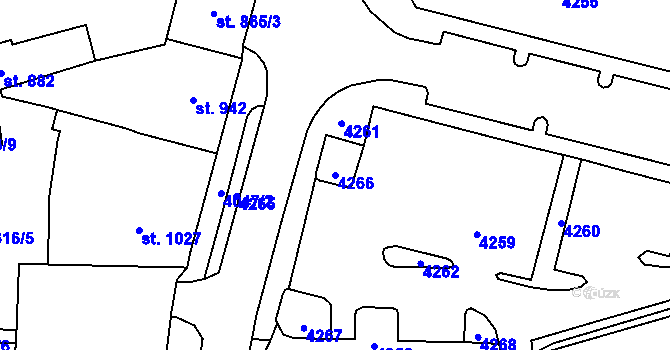 Parcela st. 4266 v KÚ Klatovy, Katastrální mapa