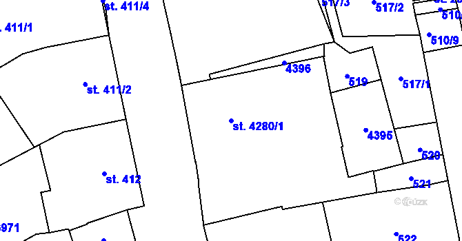 Parcela st. 4280/1 v KÚ Klatovy, Katastrální mapa
