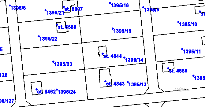 Parcela st. 4844 v KÚ Klatovy, Katastrální mapa