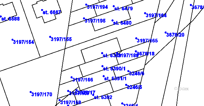 Parcela st. 6389 v KÚ Klatovy, Katastrální mapa