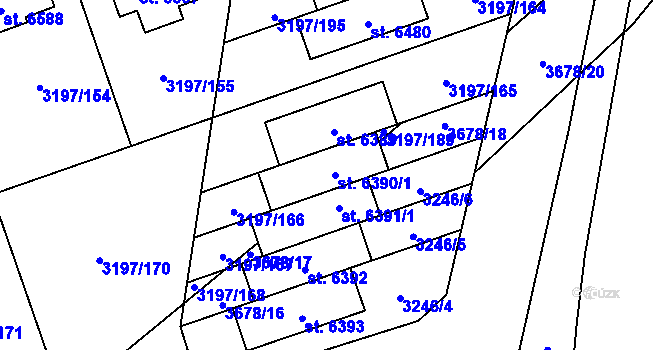Parcela st. 6390/1 v KÚ Klatovy, Katastrální mapa