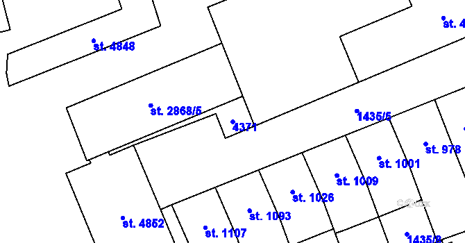 Parcela st. 4371 v KÚ Klatovy, Katastrální mapa